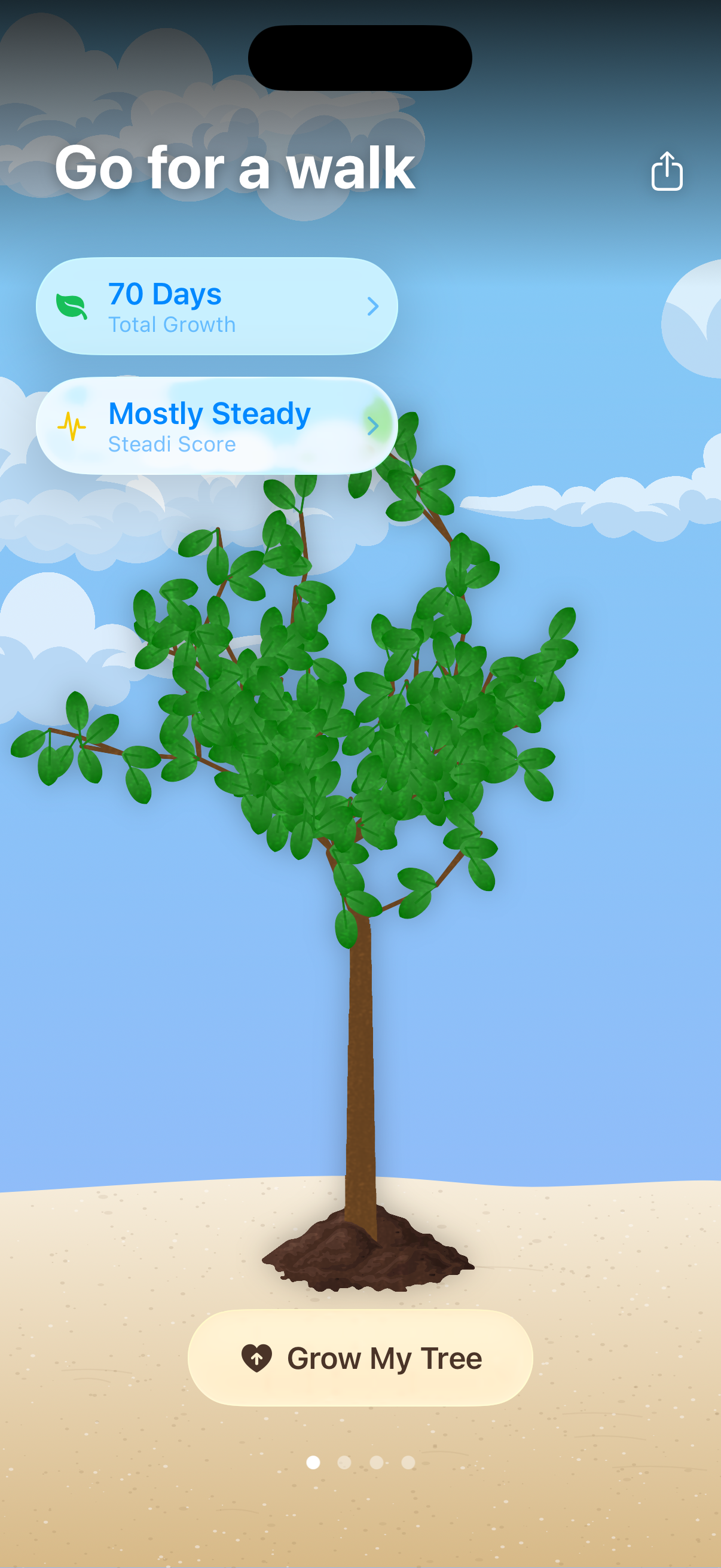 Steadia habit overview with a thriving tree